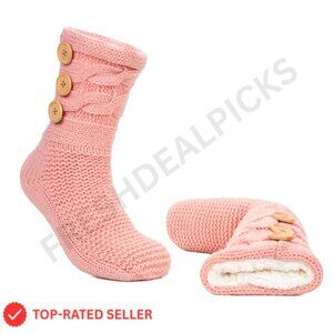 Fuzzy Slipper Socks Non-Slip Grips Plush Warm Cozy Fleece Winter Cabin Wear